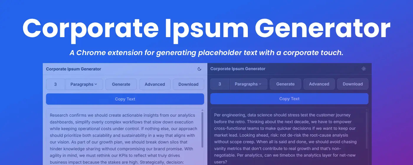 Corporate Ipsum Chrome Extension